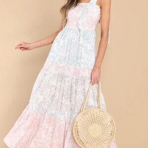Aura White and Pink Floral Dress